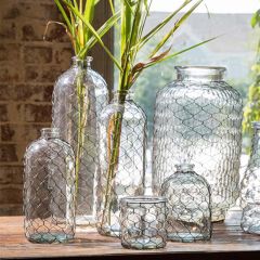 Bottle Vase With Chicken Wire