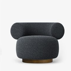 Boucle Upholstered Modern Swivel Chair Grey | SHIPS FREE