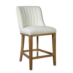Boucle Upholstered Oak Counter Stool