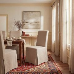 Bow Tied Linen Slipcover Dining Chair Set of 2