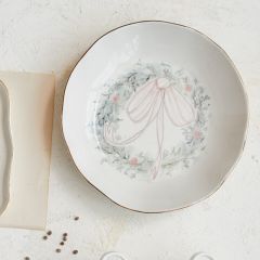 Bow Tied Winter Wreath Dinner Bowl