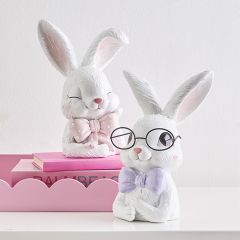 Bowtie Bunny Figurines Set of 2