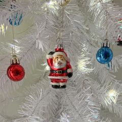 Box of 8 Retro Glass Santa Ornaments