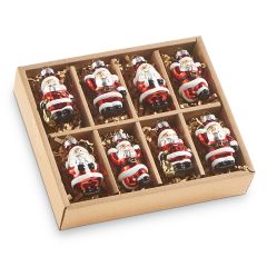 Box of 8 Retro Glass Santa Ornaments