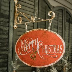 Bracket and Merry Christmas Metal Sign