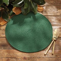 Braided Cotton Round Green Placemat Set of 4