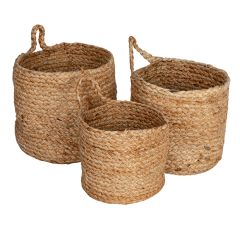Braided Jute Handled Storage Baskets Set of 3