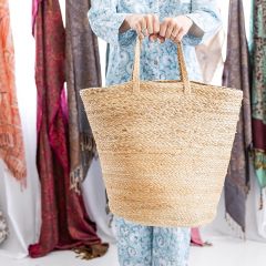 Braided Jute Tote Basket