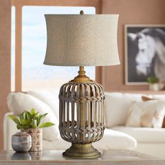 Braided Rattan Base Table Lamp