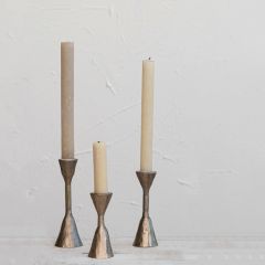 Brass Finish Forged Iron Taper Holders Set of 3