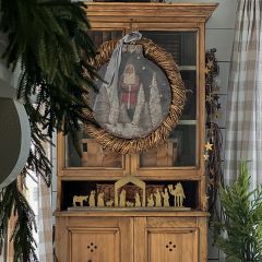 Brass Nativity Scene On Wood Base