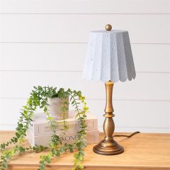 Brass Table Lamp with Textured Blue Shade