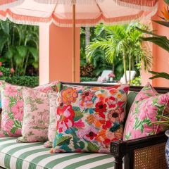 Bright and Bold Embroidered Floral Accent Pillow