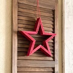 Bright Oak Wood Star Decor 12 Inch Set of 2