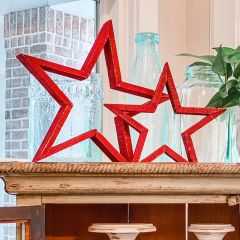 Bright Oak Wood Star Decor One of Each