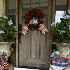 Bright Red Faux Geranium Wreath