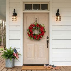 Bright Red Faux Geranium Wreath
