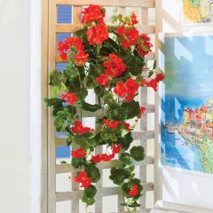 Bright Red Hanging Faux Geranium Bush