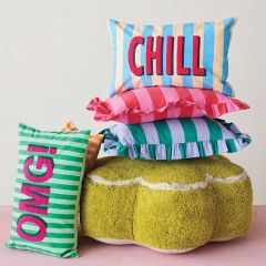 Bright Stripes Ruffled Accent Pillows Set of 2