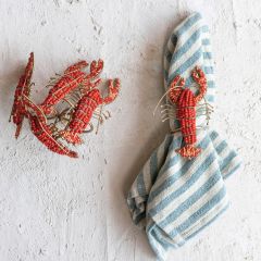 Brightly Beaded Lobster Napkin Rings Set of 4