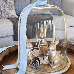 Bronze Bunny Figurine Set of 3