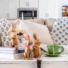Bronze Bunny Figurine Set of 3