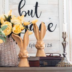 Bronze Bunny Head Tabletop Decor Set of 2