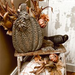 Bronze Metal Pumpkin Container Set of 2