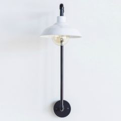 Bronze Metal Wall Sconce With White Metal Shade