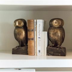 Bronze Patina Owl Bookend Set of 2