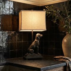 Bronzed Dog Sculpture Table Lamp