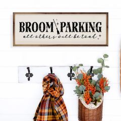 Broom Parking All Others Will Be Toad White Framed Sign