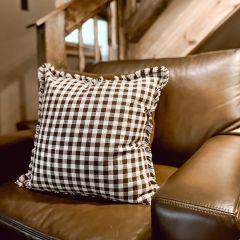 Brown and Cream Gingham Check Throw Pillow