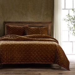 Brown Faux Velvet Quilt Set