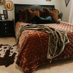 Brown Faux Velvet Quilt Set