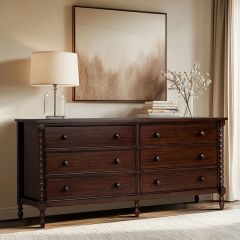 Brown Finish Turned Leg Dresser