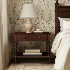 Brown Finish Turned Leg Nightstand