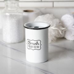 Brush Your Teeth Enamel Metal Toothbrush Holder