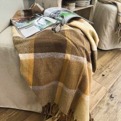 Brushed Cotton Neutral Plaid Blanket Set of 2