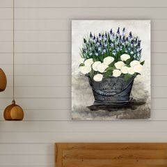 Bucket of Flowers Canvas Wall Art