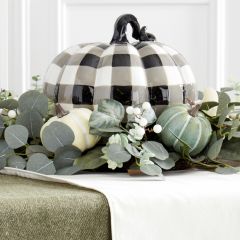 Buffalo Plaid Ceramic Pumpkin
