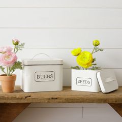 Bulbs and Seeds Handled Tin Set of 2