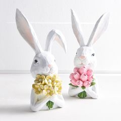 Bunny Bust With Bouquet 10 Inch Set of 2
