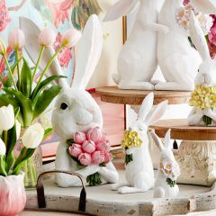 Bunny Bust With Bouquet 15 Inch Set of 2