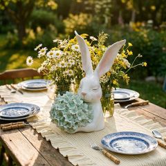 Bunny Bust With Hydrangea