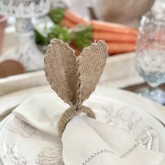 Bunny Ear Burlap Wrapped Napkin Ring