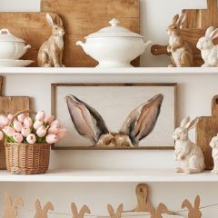 Bunny Ears White Framed Wall Decor