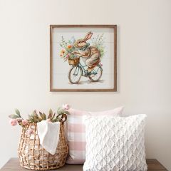 Bunny Flower Delivery White Wall Art