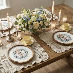 Bunny In Wreath Decorative Wood Plate 11.5 Inch