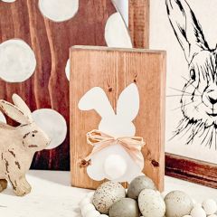 Bunny Silhouette Wood Block Sign Set of 2